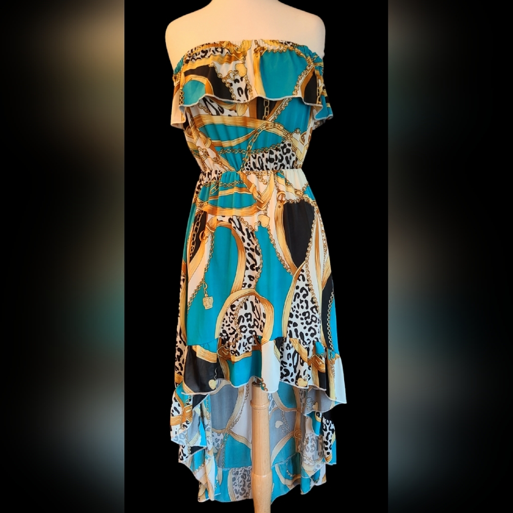 Paradise size L blue/gold dress